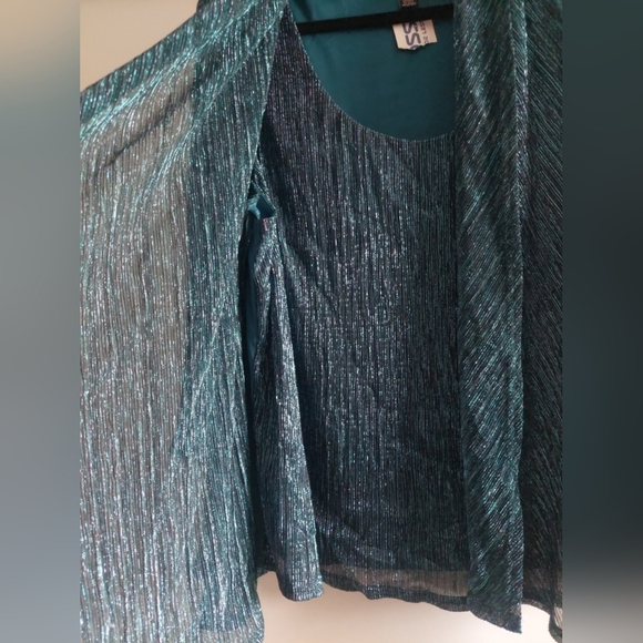 R&M Richards Metallic 2 piece drapey Cardigan & top blouse New sz 2X - Picture 7 of 9